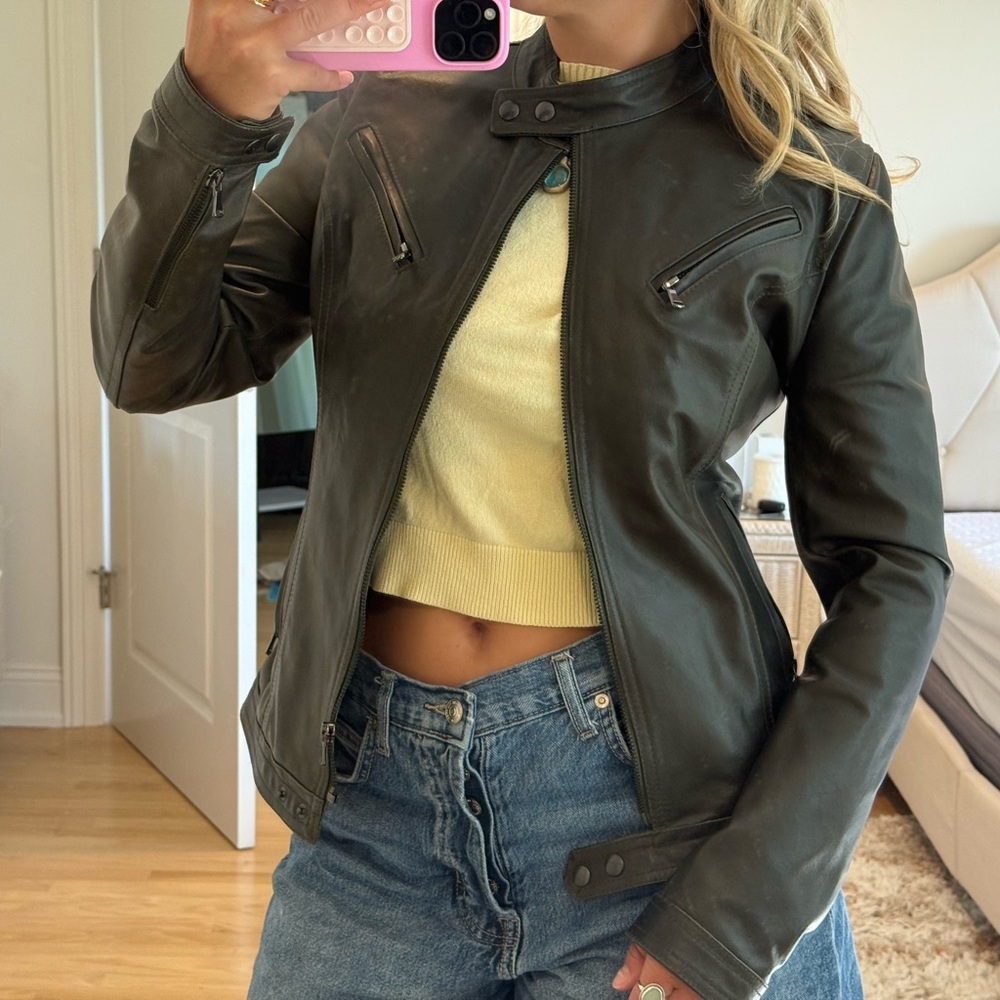 Vera Pelle Dark Green Leather Jacket